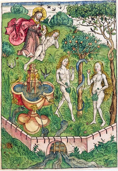 Die Schöpfung und die Versuchung von Adam und Eva, aus 
